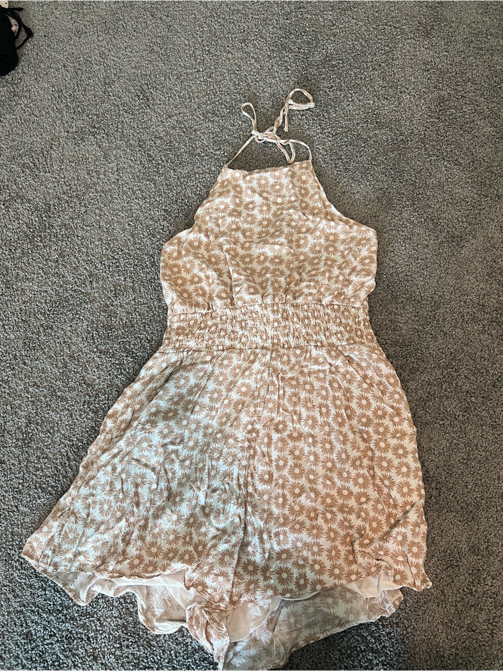 American Eagle Outfitters Beige Floral Halter Romper